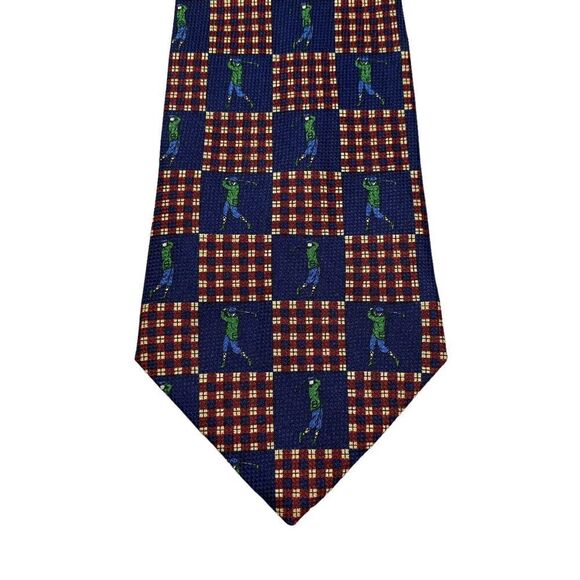 Tommy Hilfiger Tie Men's Maroon Golfers 100% Silk 57" x 4" USA Y2K - Picture 3 of 7
